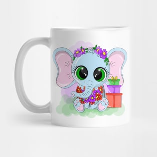 Cute elephant with a wreath on his head Mug